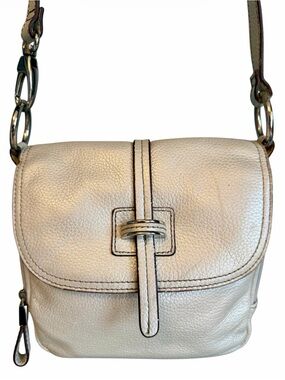 Tignanello Crossbody Genuine Leather Purse Silver Gray
